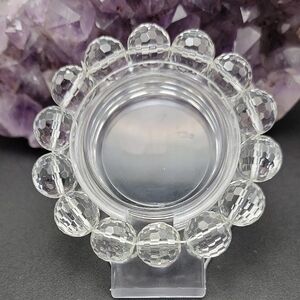 Elegant 16mm Clear Faceted Natural Rock Crystal Stretch Bracelet Size 6.75" NWOT